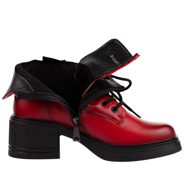 Червени дамски боти от естествена кожа- Zina Red 11241