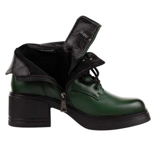 Зелени дамски боти от естествена кожа- Zina Green 11242