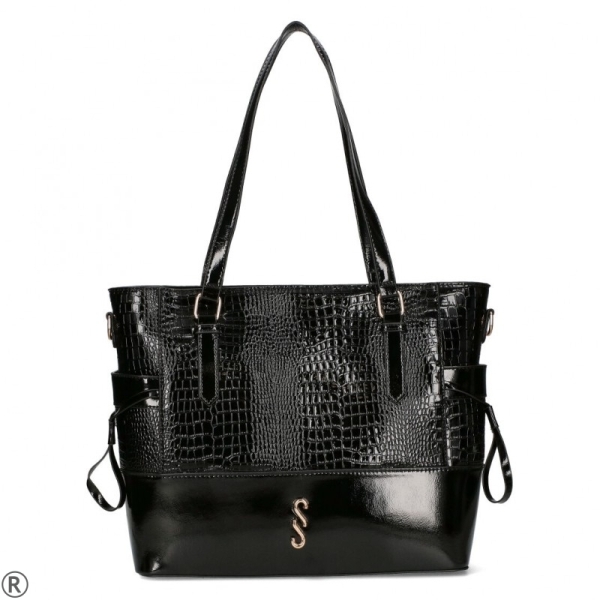 Обувки от естествена кожа на платформа - Amelia Black 11263