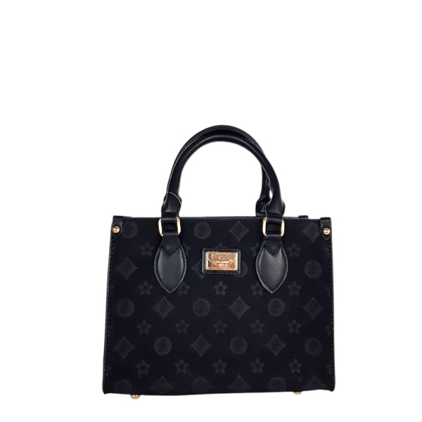 Стилна малка чанта в черен цвят от велур- Amanda Black 11273