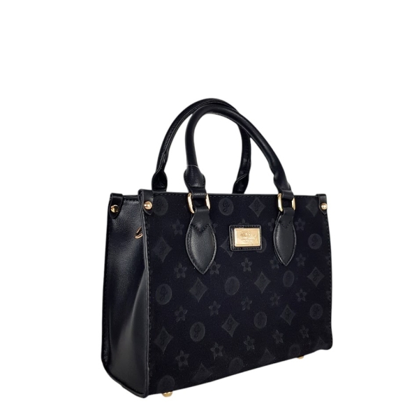 Стилна малка чанта в черен цвят от велур- Amanda Black 11273