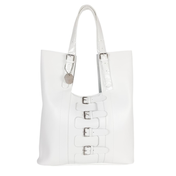 Бели кецове от естествена кожа с пчела- Arais White 11198