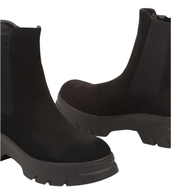 Черни боти от велур на платформа- Hana Black 11291