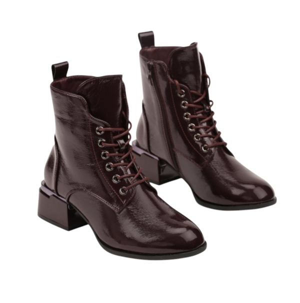 Дамски боти бордо с малък ток - Sidni Burgundi 11304