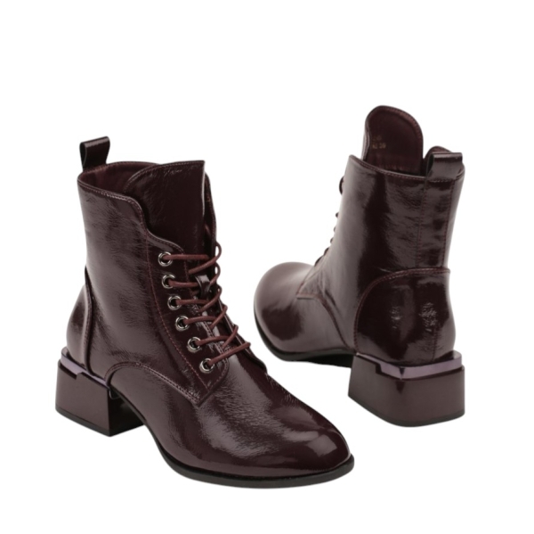 Дамски боти бордо с малък ток - Sidni Burgundi 11304