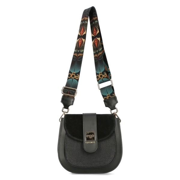 Черна чанта от естествена кожа с дълга дръжка- EGO Totemic 11318