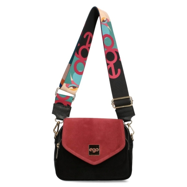 Чанта от естествена кожа и велур с два капака- EGO 11324