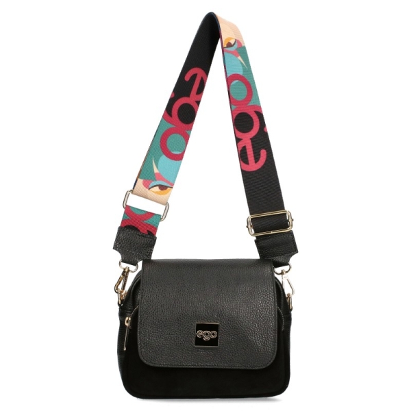 Чанта от естествена кожа и велур с два капака- EGO 11324