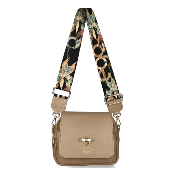 Бежови дамски мокасини със златна тока- Sisi Beige 11122