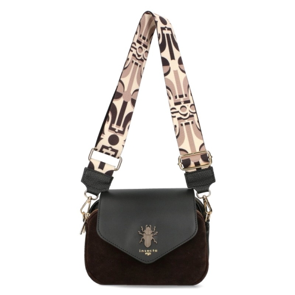 Кафява чанта от естествен велур с два сменяеми капака- EGO Insecta 11349