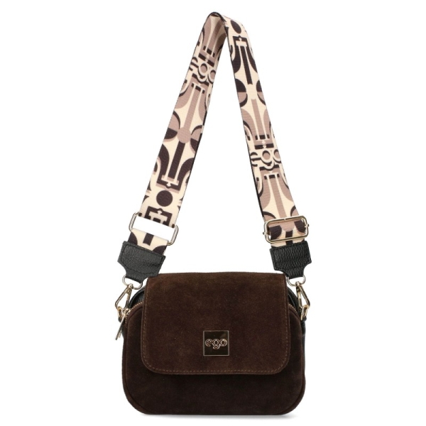 Кафява чанта от естествен велур с два сменяеми капака- EGO Insecta 11349