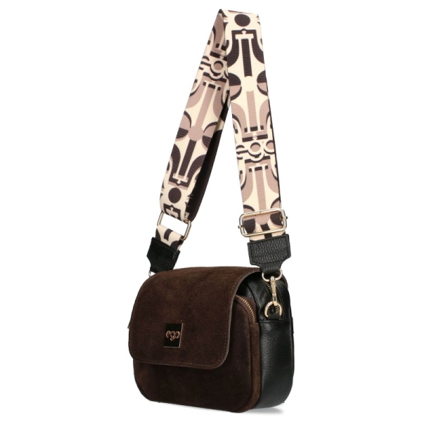 Кафява чанта от естествен велур с два сменяеми капака- EGO Insecta 11349