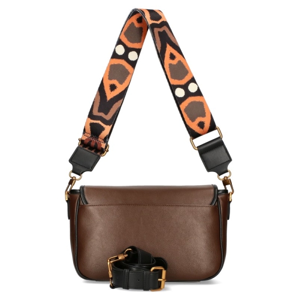 Кафява дамска чанта с капак и дълга дръжка- EGO 11350