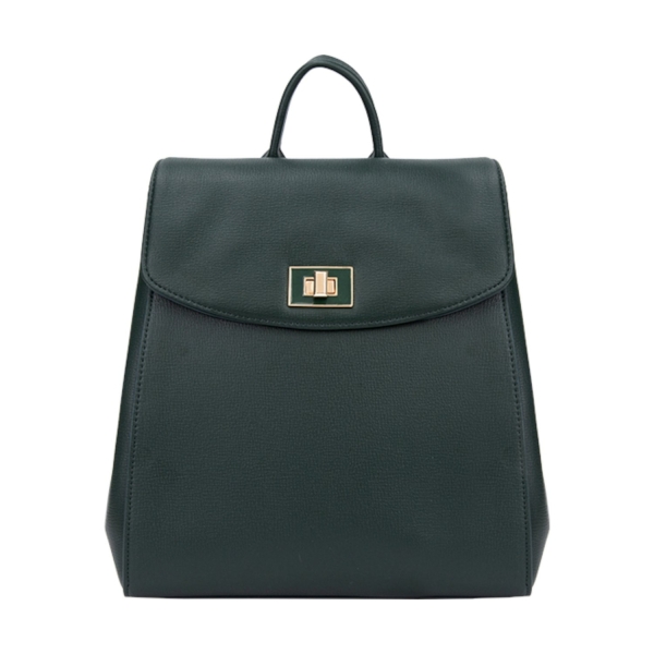 Зелена дамска раница с капак и преграда- DIana&CO 11357