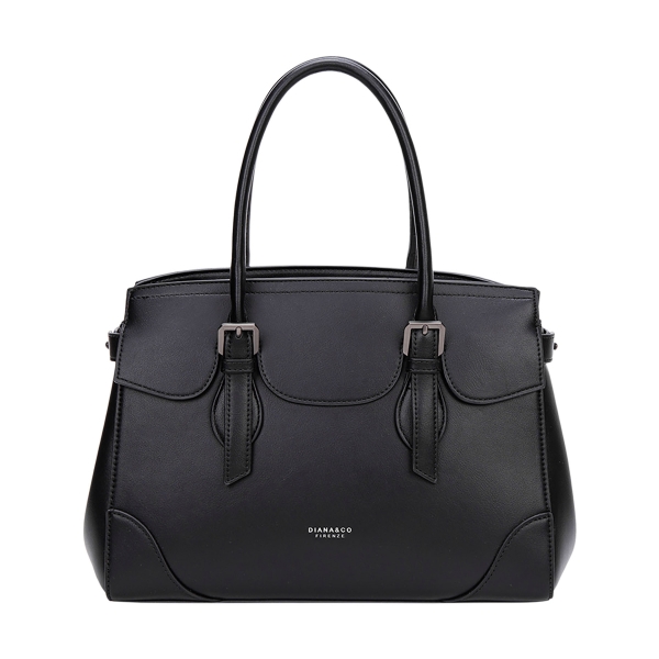 Твърда черна чанта с дълга дръжка- DIana&CO 11373