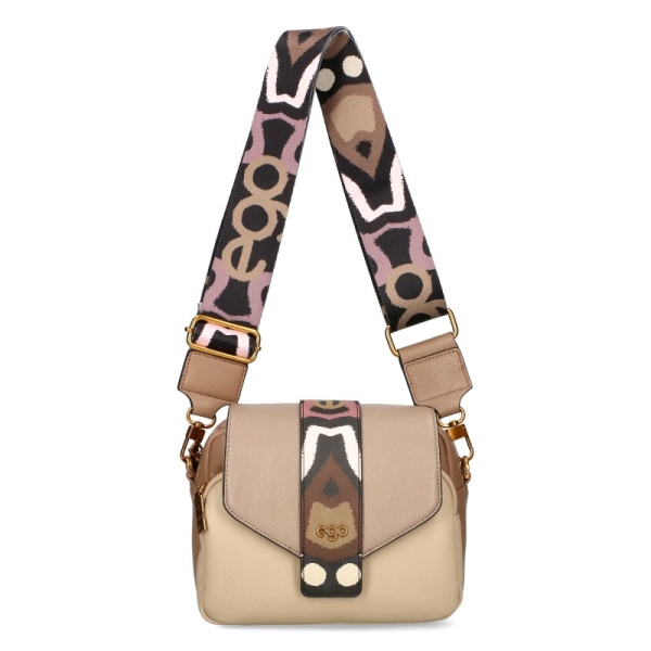 Бежова чанта с два сменяеми капака и дълга дръжка- EGO 11382