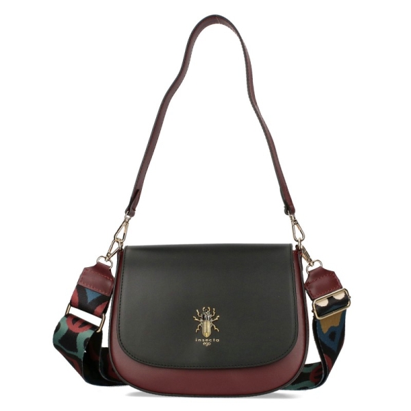 Чанта от естествена кожа и велур в цвят бордо- EGO 11385