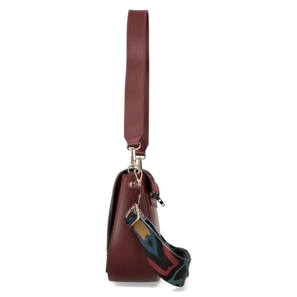 Чанта от естествена кожа и велур в цвят бордо- EGO 11385