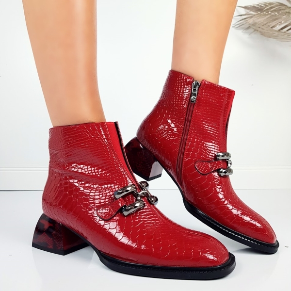 Червени лачени боти с кроко принт- Eliza Bulgaria 11391