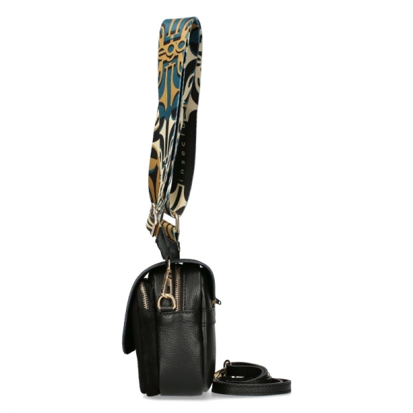 Черна чанта от естествена кожа с два сменяеми капака- EGO Insecta 11401