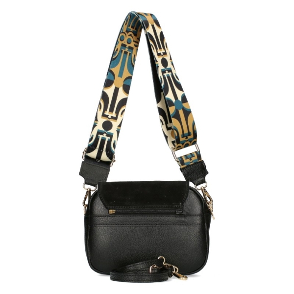 Черна чанта от естествена кожа с два сменяеми капака- EGO Insecta 11401