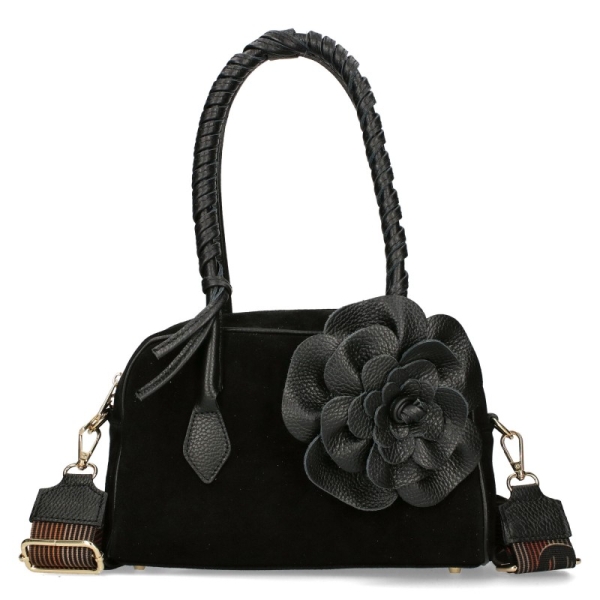 Черни боти от естествен велур на широк ток- Eliza Bulgaria 11417