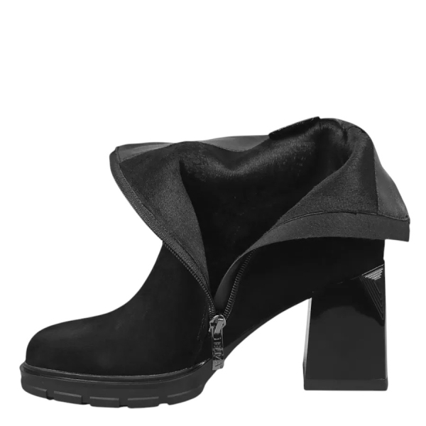 Черни боти от естествен велур с камъни- Eliza Bulgaria 11422