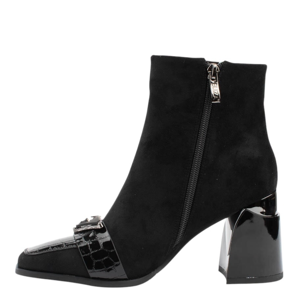 Елегантни черни боти от велур и кожа с кроко принт- Eliza Bulgaria 11420
