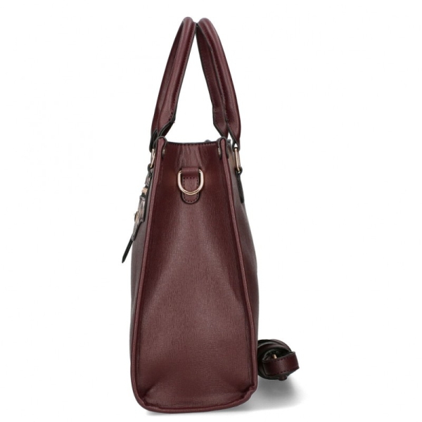 Чанта тип куфарче в цвят бордо с леопардов акцент- Monnari 11429