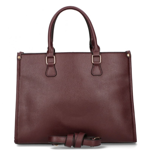 Чанта тип куфарче в цвят бордо с леопардов акцент- Monnari 11429