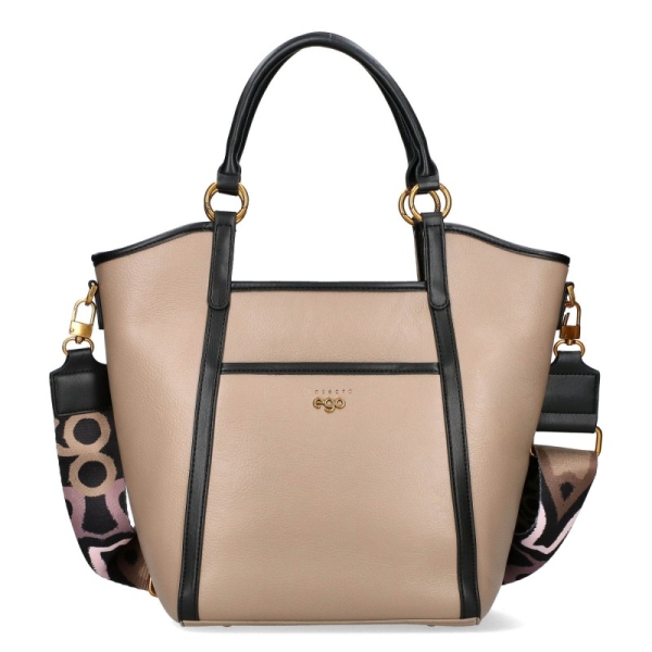 Чанта с дълги дръжки за рамо в цвят какао- EGO 11430