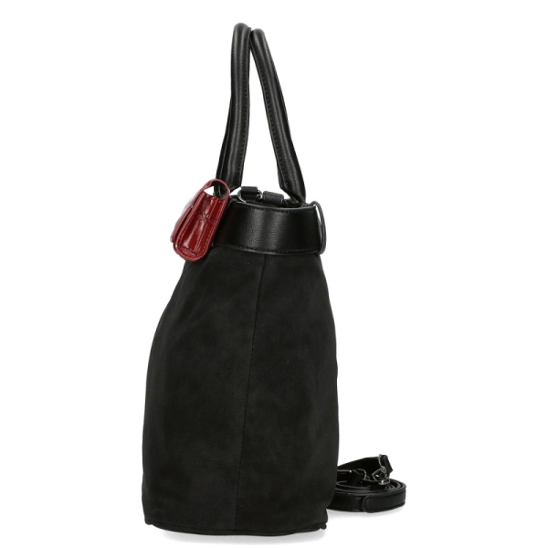 Голяма черна велурена чанта- Sandra Black 11435