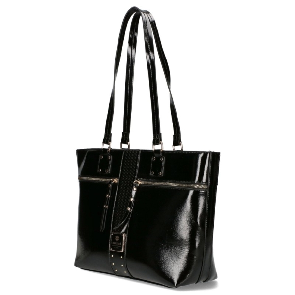 Черна чанта с дълги дръжки за рамо- Monnari 11439