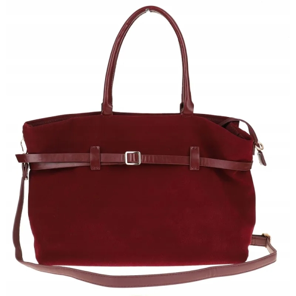 Велурена чанта в цвят бордо- Darena 11450