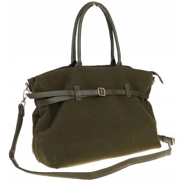 Голяма велурена чанта за формат А4- Darena Green 11451