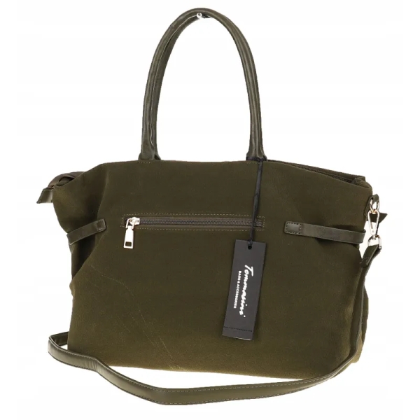 Голяма велурена чанта за формат А4- Darena Green 11451