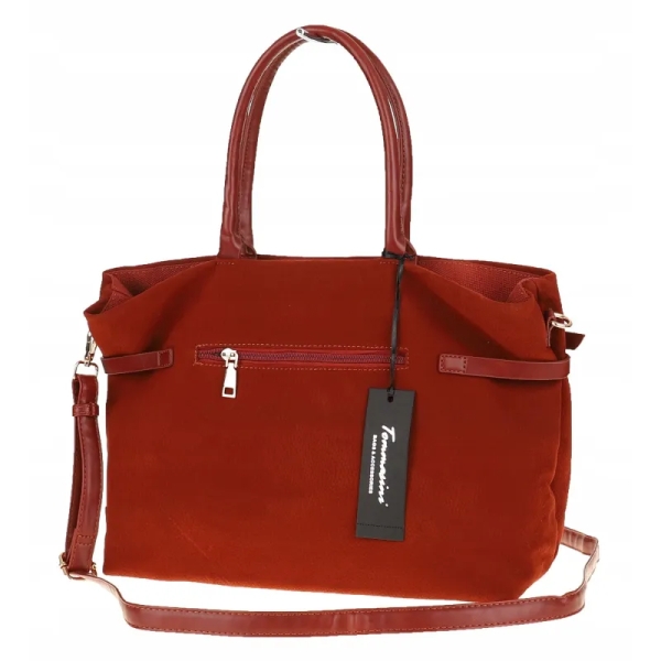 Голяма чанта от велур в керемиден цвят- Darena 11456