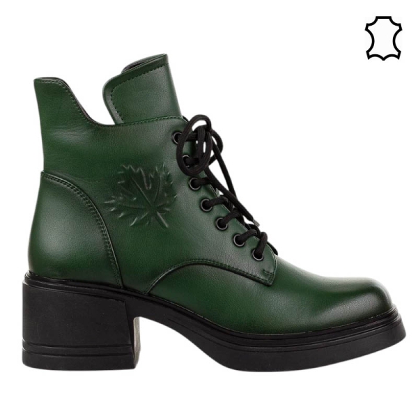 Зелени дамски боти от естествена кожа- Zina Green 11242