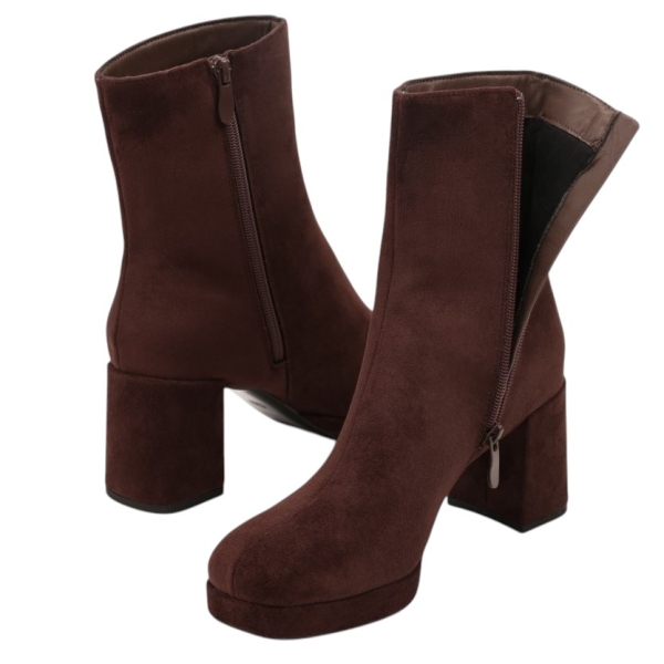 Кафяви боти на ток и платформа- Daris Brown 11468