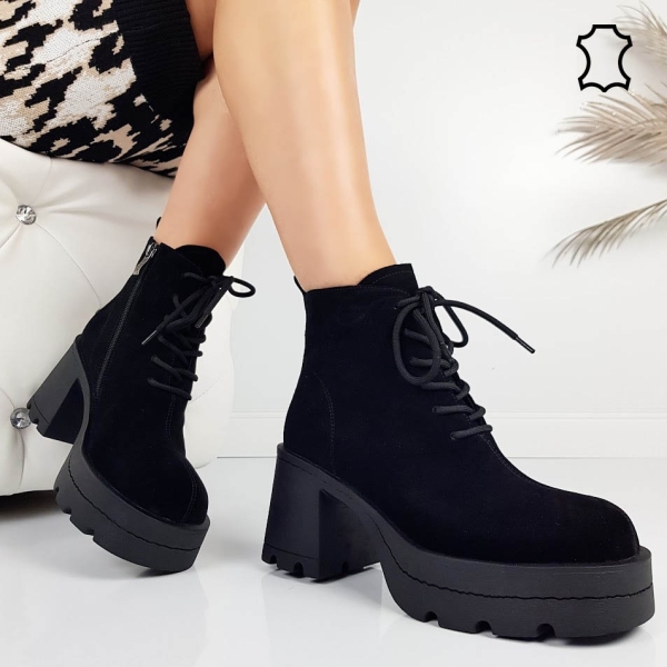 Топли боти от естествен велур на ток и платформа- Eliza Bulgaria 11473