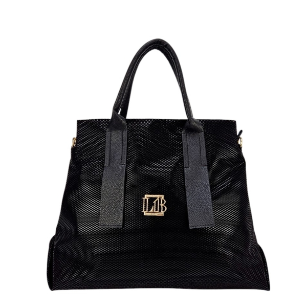 Голяма черна чанта с дълга дръжка- Laura Biaggi 11493