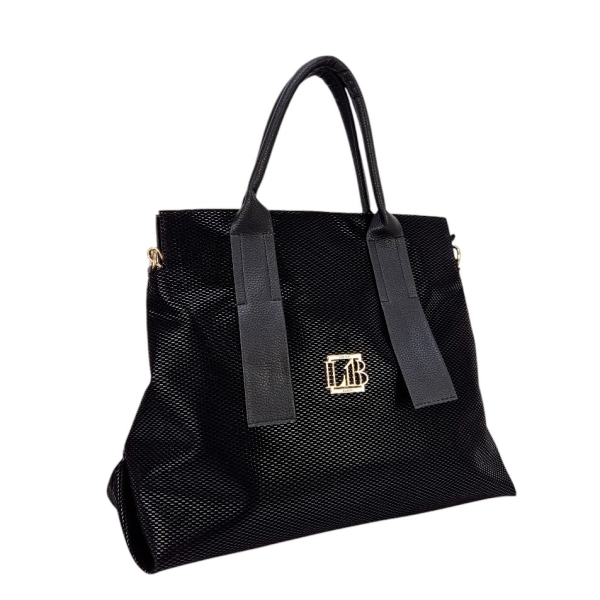 Голяма черна чанта с дълга дръжка- Laura Biaggi 11493