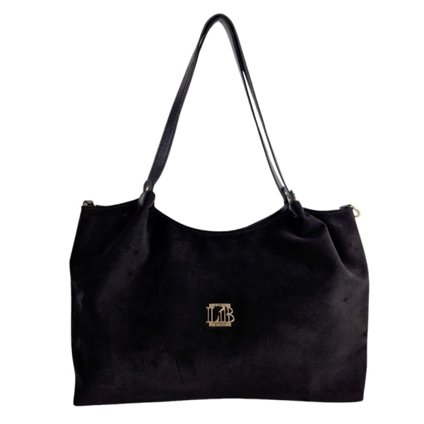 Голяма велурена чанта с дълги дръжки за рамо- Laura Biaggi 11494