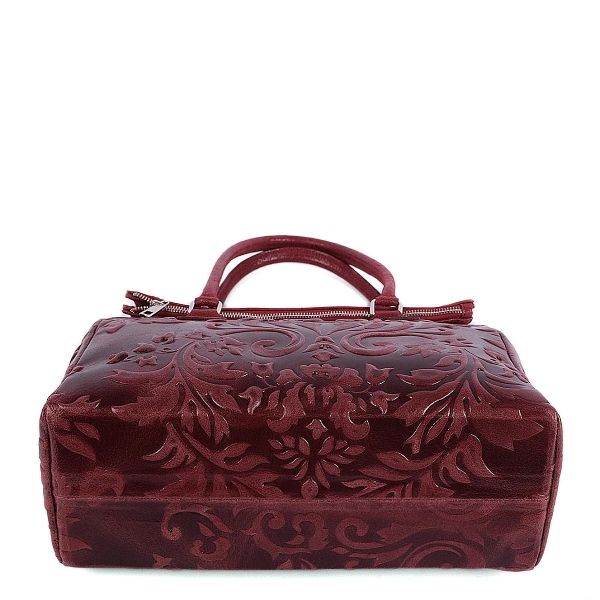 Луксозна  чанта от естествена кожа в цвят бордо- Afra Burgundy 11504
