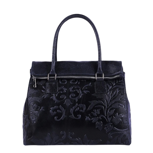 Луксозна тъмно синя чанта от естествена кожа- Afra Blue 11505