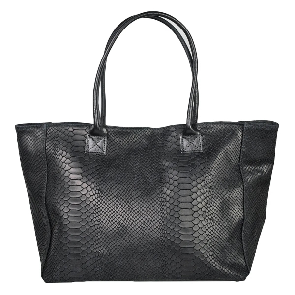 Голяма черна чанта от естествена кожа- Pina Black 11534
