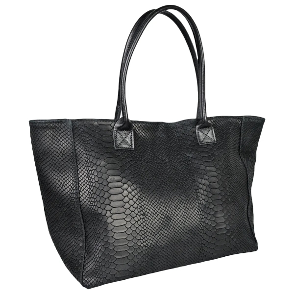 Голяма черна чанта от естествена кожа- Pina Black 11534