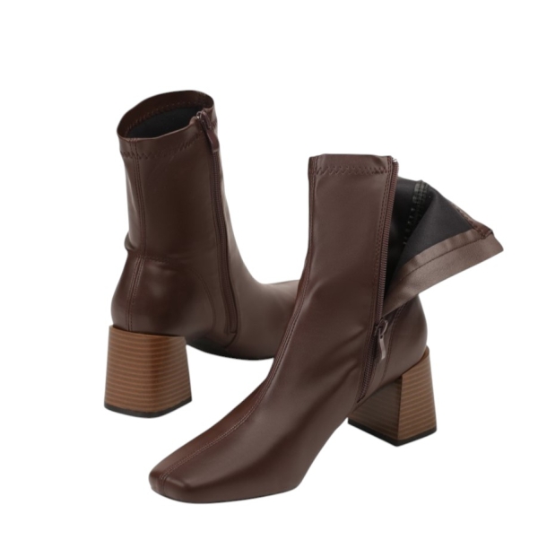 Кафяви боти на широк ток- Izabel Brown 11543