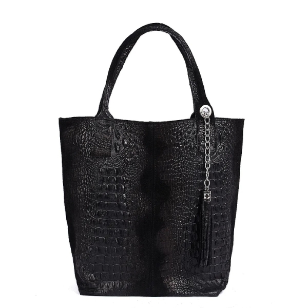 Черни дамски боти от велур и лак- Klara Black 11244