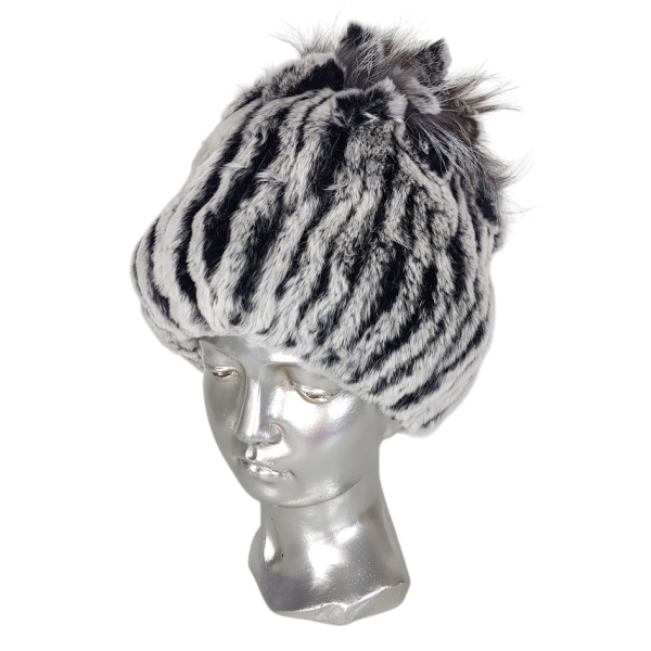 Луксозна шапка от естествен косъм на чинчила и лисица- Tera 11555